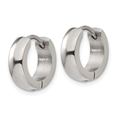 SRE1218 Chisel Stainless Steel Polished 4mm Hinged Hoop Earrings