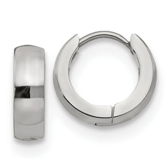 SRE1218 Chisel Stainless Steel Polished 4mm Hinged Hoop Earrings