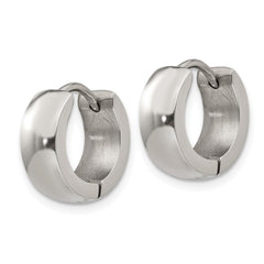 SRE1219 Chisel Stainless Steel Polished 5mm Hinged Hoop Earrings