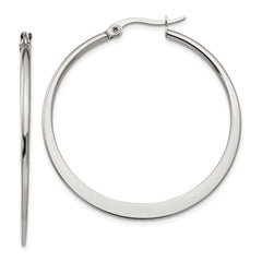 SRE121 Chisel Stainless Steel Polished 40mm Diameter Hoop Earrings
