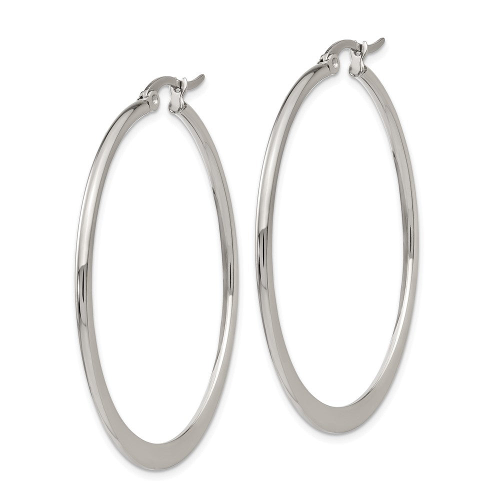 SRE122 Chisel Stainless Steel Polished 43mm Diameter Hoop Earrings