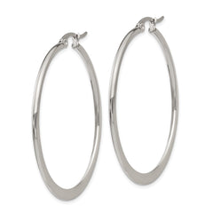 SRE122 Chisel Stainless Steel Polished 43mm Diameter Hoop Earrings