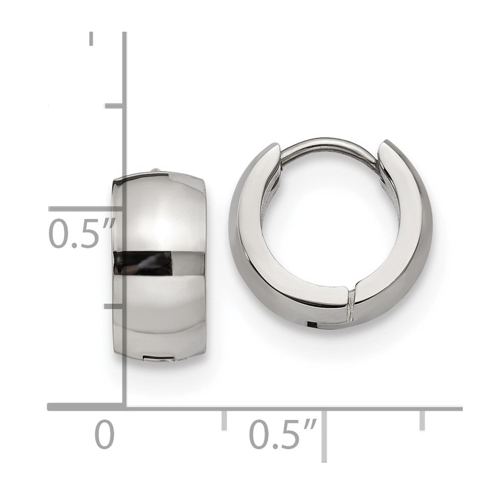 SRE1220 Chisel Stainless Steel Polished 6mm Hinged Hoop Earrings