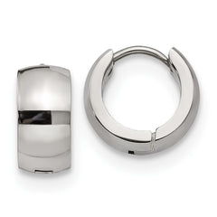 SRE1220 Chisel Stainless Steel Polished 6mm Hinged Hoop Earrings