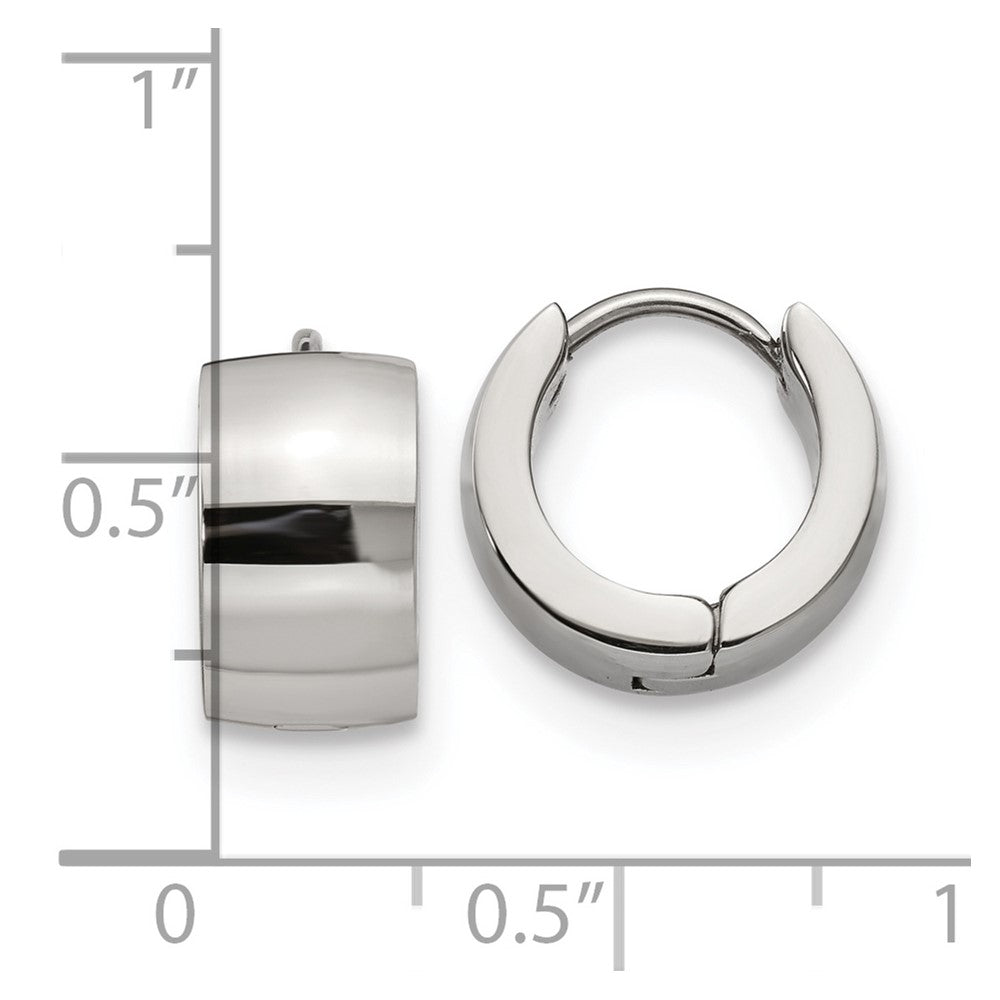 SRE1221 Chisel Stainless Steel Polished 7mm Hinged Hoop Earrings