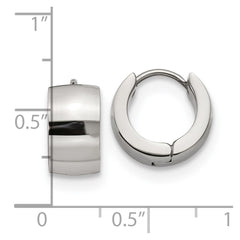 SRE1221 Chisel Stainless Steel Polished 7mm Hinged Hoop Earrings