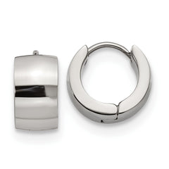 SRE1221 Chisel Stainless Steel Polished 7mm Hinged Hoop Earrings