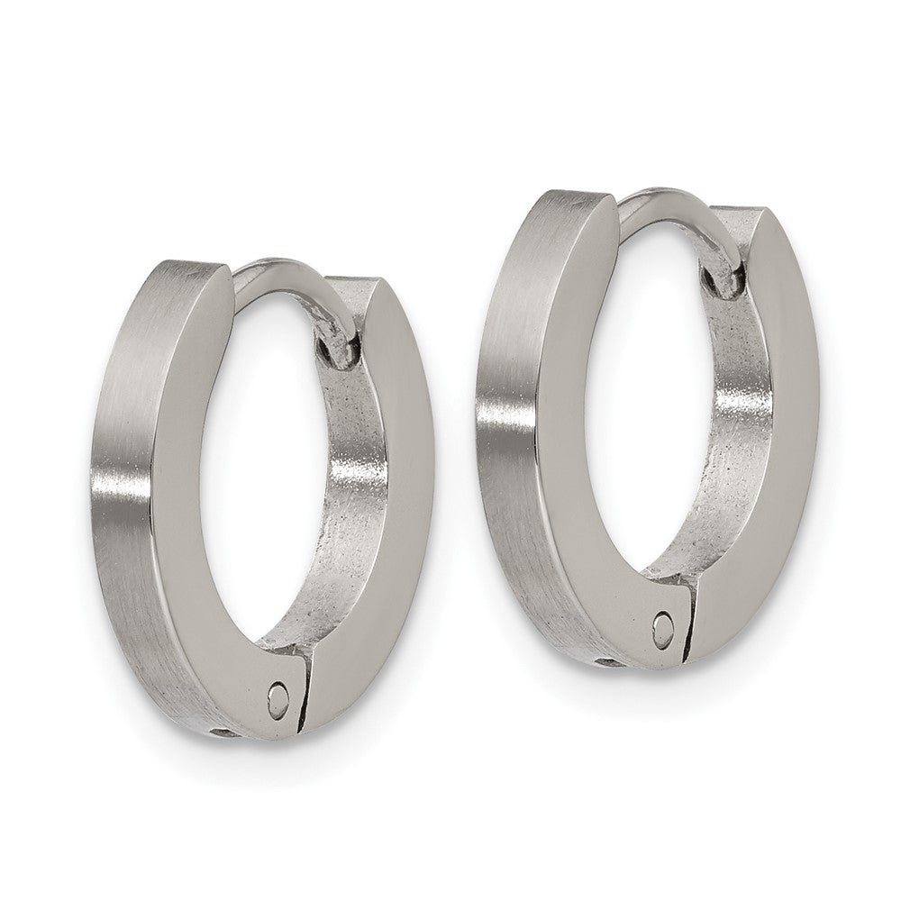 SRE1222 Chisel Stainless Steel Brushed and Polished 2mm Hinged Hoop Earrings