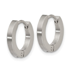 SRE1222 Chisel Stainless Steel Brushed and Polished 2mm Hinged Hoop Earrings