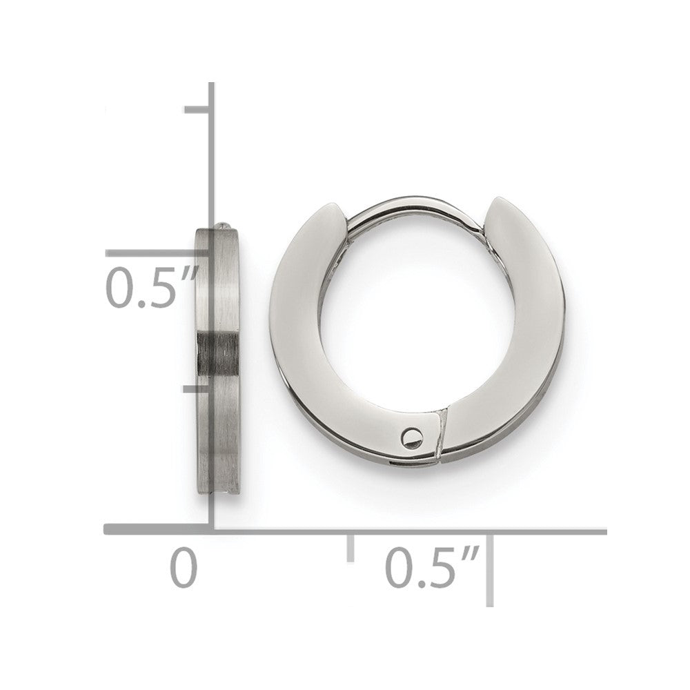 SRE1222 Chisel Stainless Steel Brushed and Polished 2mm Hinged Hoop Earrings