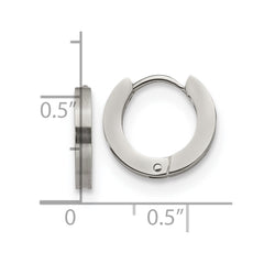 SRE1222 Chisel Stainless Steel Brushed and Polished 2mm Hinged Hoop Earrings
