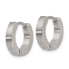 SRE1223 Chisel Stainless Steel Brushed and Polished 3mm Hinged Hoop Earrings