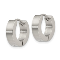 SRE1224 Chisel Stainless Steel Brushed and Polished 4mm Hinged Hoop Earrings