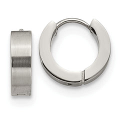 SRE1224 Chisel Stainless Steel Brushed and Polished 4mm Hinged Hoop Earrings
