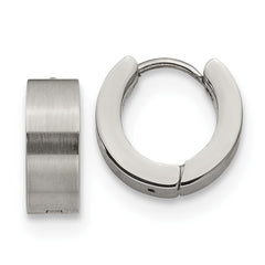 SRE1225 Chisel Stainless Steel Brushed and Polished 5mn Hinged Hoop Earrings