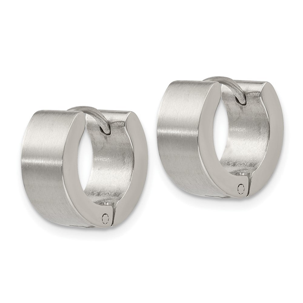 SRE1226 Chisel Stainless Steel Brushed and Polished 6mm Hinged Hoop Earrings