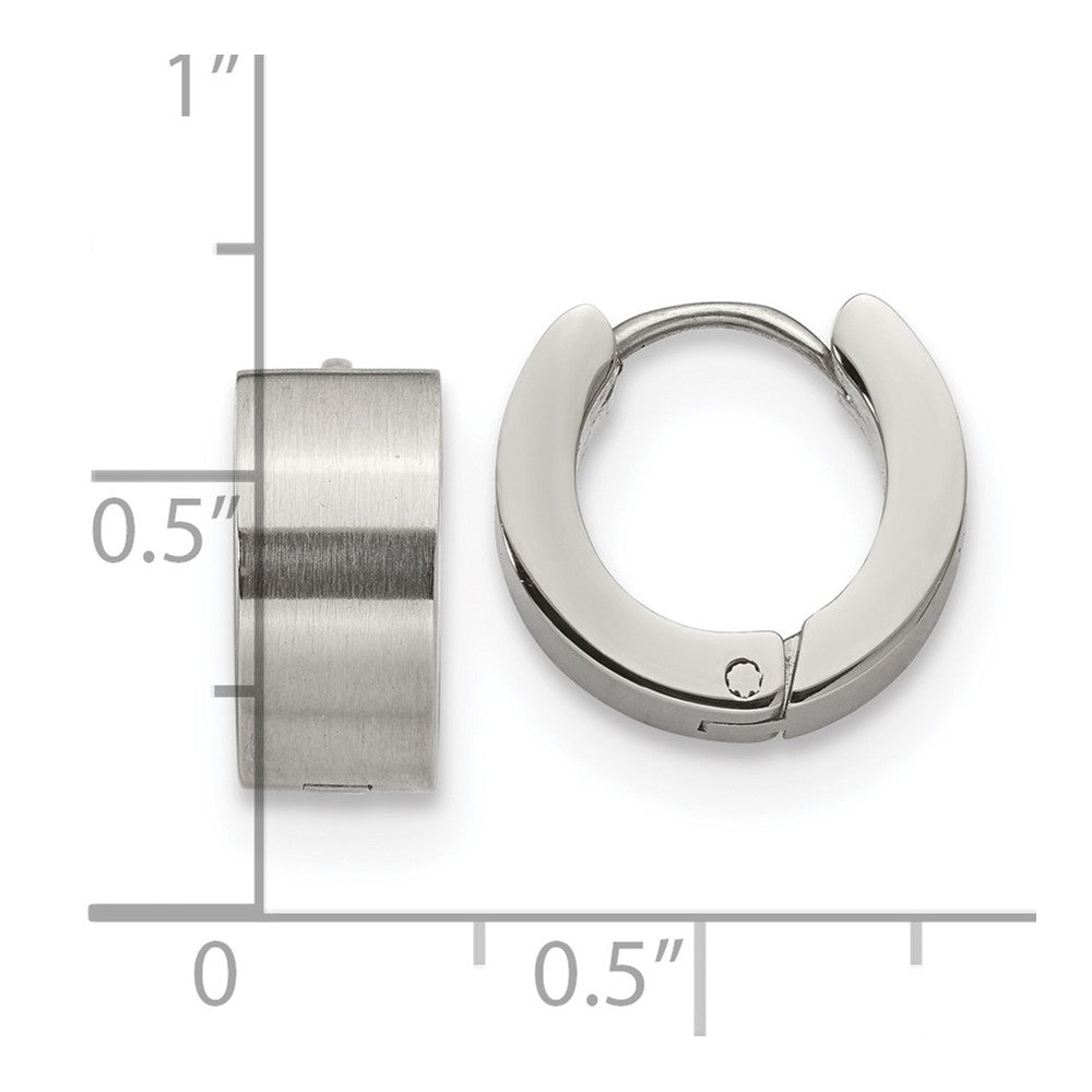 SRE1226 Chisel Stainless Steel Brushed and Polished 6mm Hinged Hoop Earrings