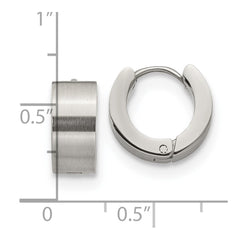 SRE1226 Chisel Stainless Steel Brushed and Polished 6mm Hinged Hoop Earrings