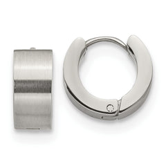 SRE1226 Chisel Stainless Steel Brushed and Polished 6mm Hinged Hoop Earrings