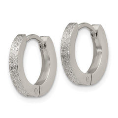 SRE1228 Chisel Stainless Steel Polished and Sandblasted 2mm Hinged Hoop Earrings