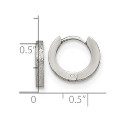 SRE1228 Chisel Stainless Steel Polished and Sandblasted 2mm Hinged Hoop Earrings