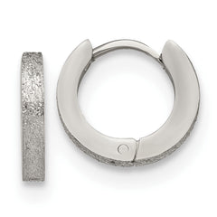 SRE1228 Chisel Stainless Steel Polished and Sandblasted 2mm Hinged Hoop Earrings