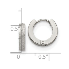 SRE1229 Chisel Stainless Steel Polished and Sandblasted 3mm Hinged Hoop Earrings