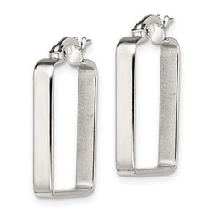 SRE123 Chisel Stainless Steel Polished 20mm Square Hoop Earrings