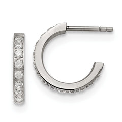 SRE1299 Chisel Stainless Steel Polished with CZ Post Hoop Earrings