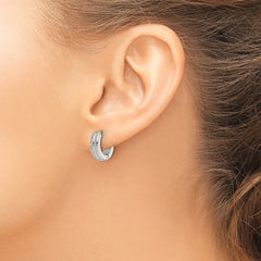 SRE1311 Chisel Stainless Steel Polished Laser cut 4mm Hinged Hoop Earrings