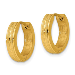 SRE1312 Chisel Stainless Steel Polished Yellow IP-plated Laser cut 4mm Hinged Hoop Earrings