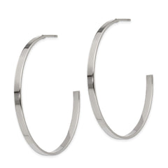 SRE132 Chisel Stainless Steel Polished 44mm Diameter 3mm J Hoop Post Earrings