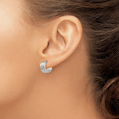 SRE1320 Chisel Stainless Steel Polished and Textured 6mm Hinged Hoop Earrings