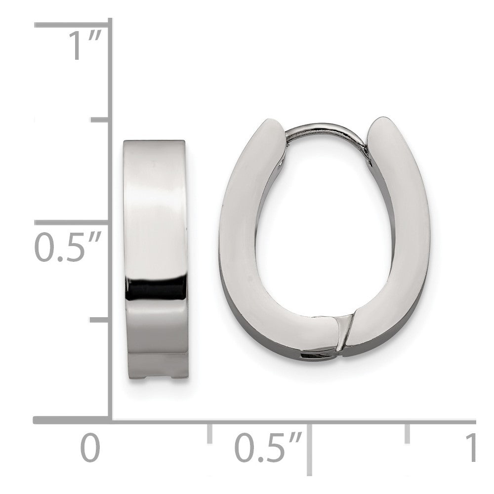 SRE1322 Chisel Stainless Steel Polished 4mm Hinged Hoop Earrings