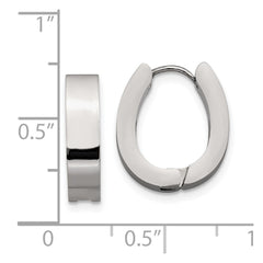 SRE1322 Chisel Stainless Steel Polished 4mm Hinged Hoop Earrings