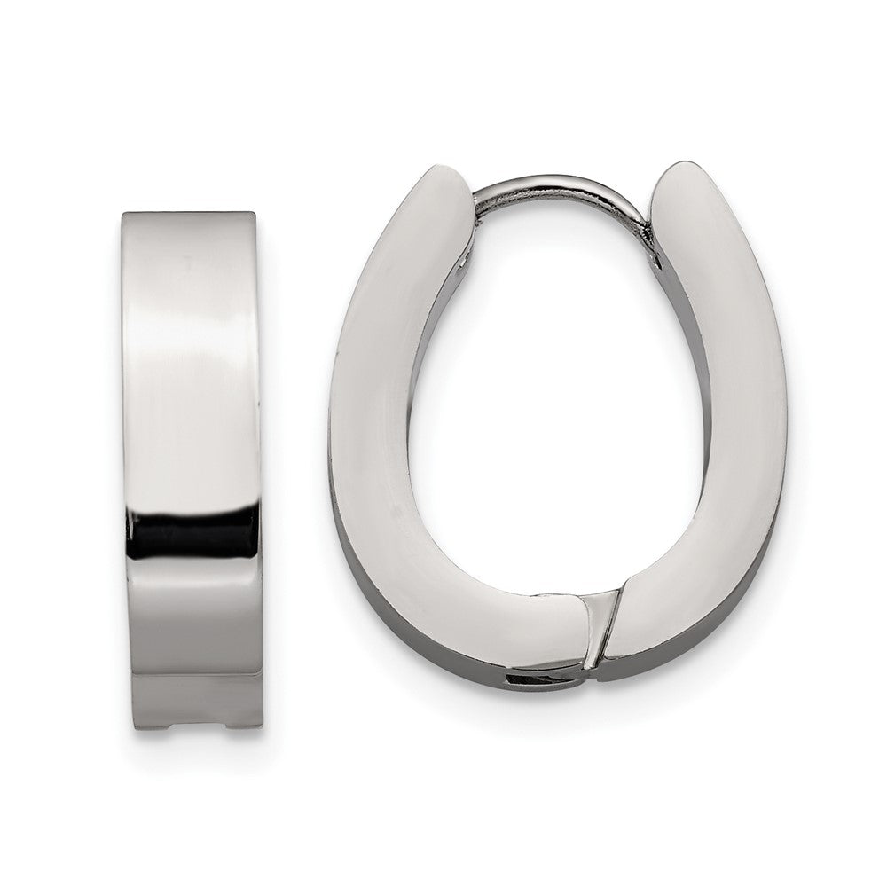 SRE1322 Chisel Stainless Steel Polished 4mm Hinged Hoop Earrings
