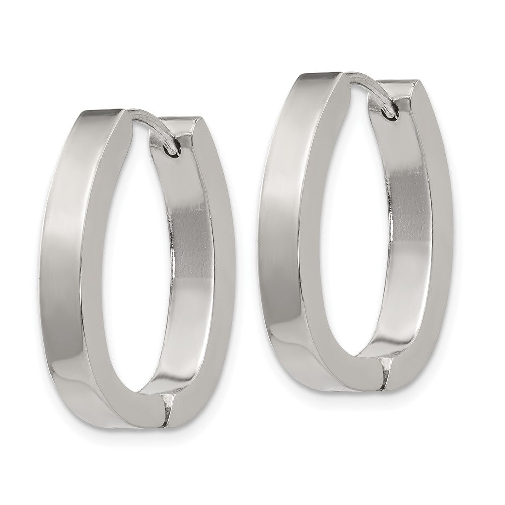 SRE1323 Chisel Stainless Steel Polished 4mm Hinged Hoop Earrings