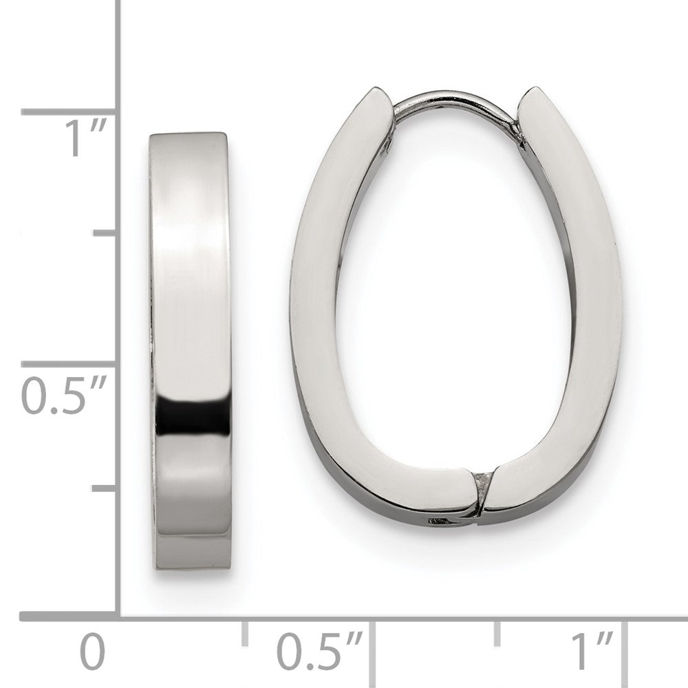 SRE1323 Chisel Stainless Steel Polished 4mm Hinged Hoop Earrings