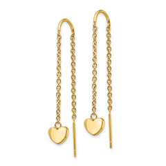 SRE1348 Chisel Stainless Steel Polished Yellow IP-plated Threader Heart Dangle Earrings