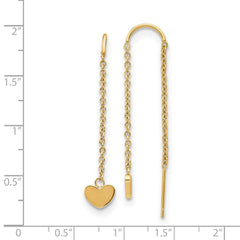 SRE1348 Chisel Stainless Steel Polished Yellow IP-plated Threader Heart Dangle Earrings