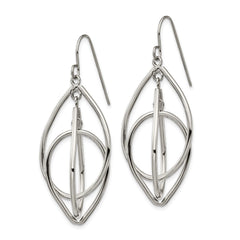 SRE1368 Chisel Stainless Steel Polished Dangle Shepherd Hook Earrings