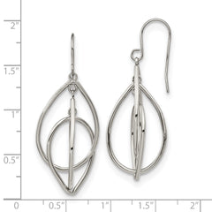 SRE1368 Chisel Stainless Steel Polished Dangle Shepherd Hook Earrings