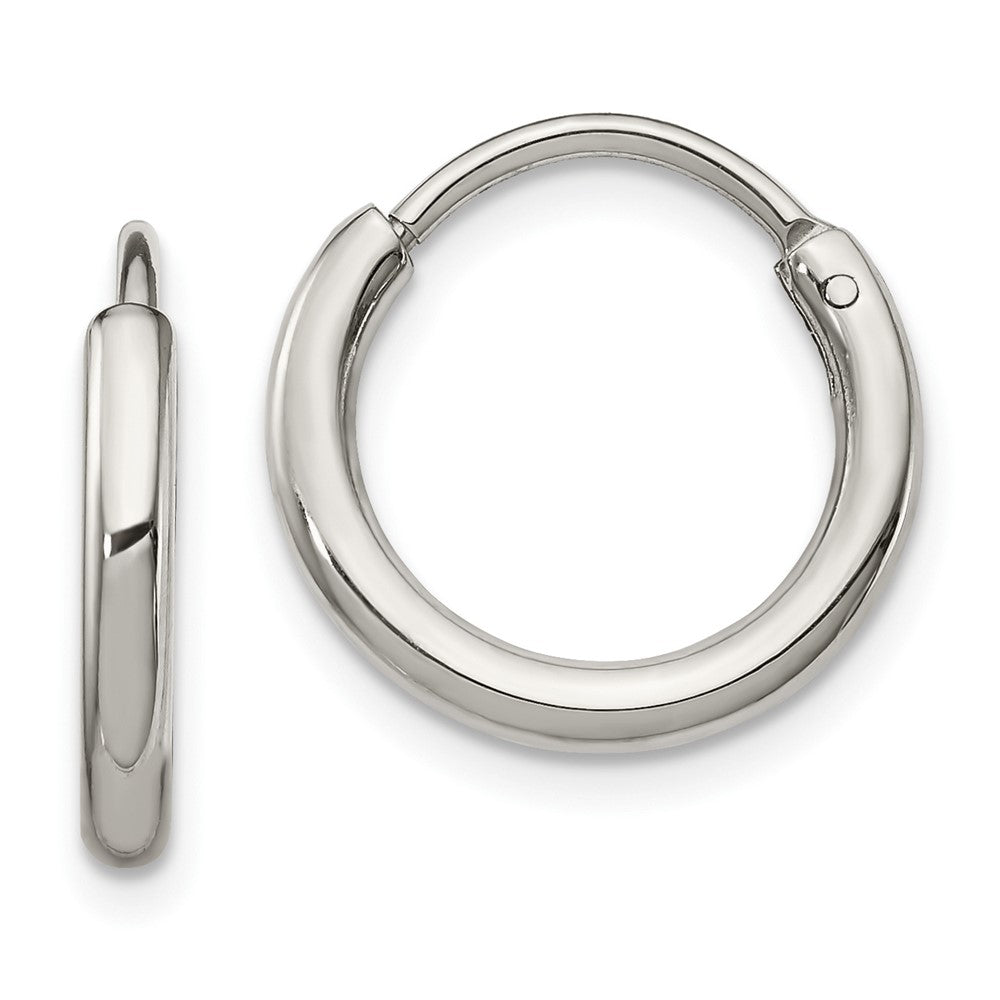 SRE1374 Chisel Stainless Steel Polished 2mm Endless Hoop Earrings