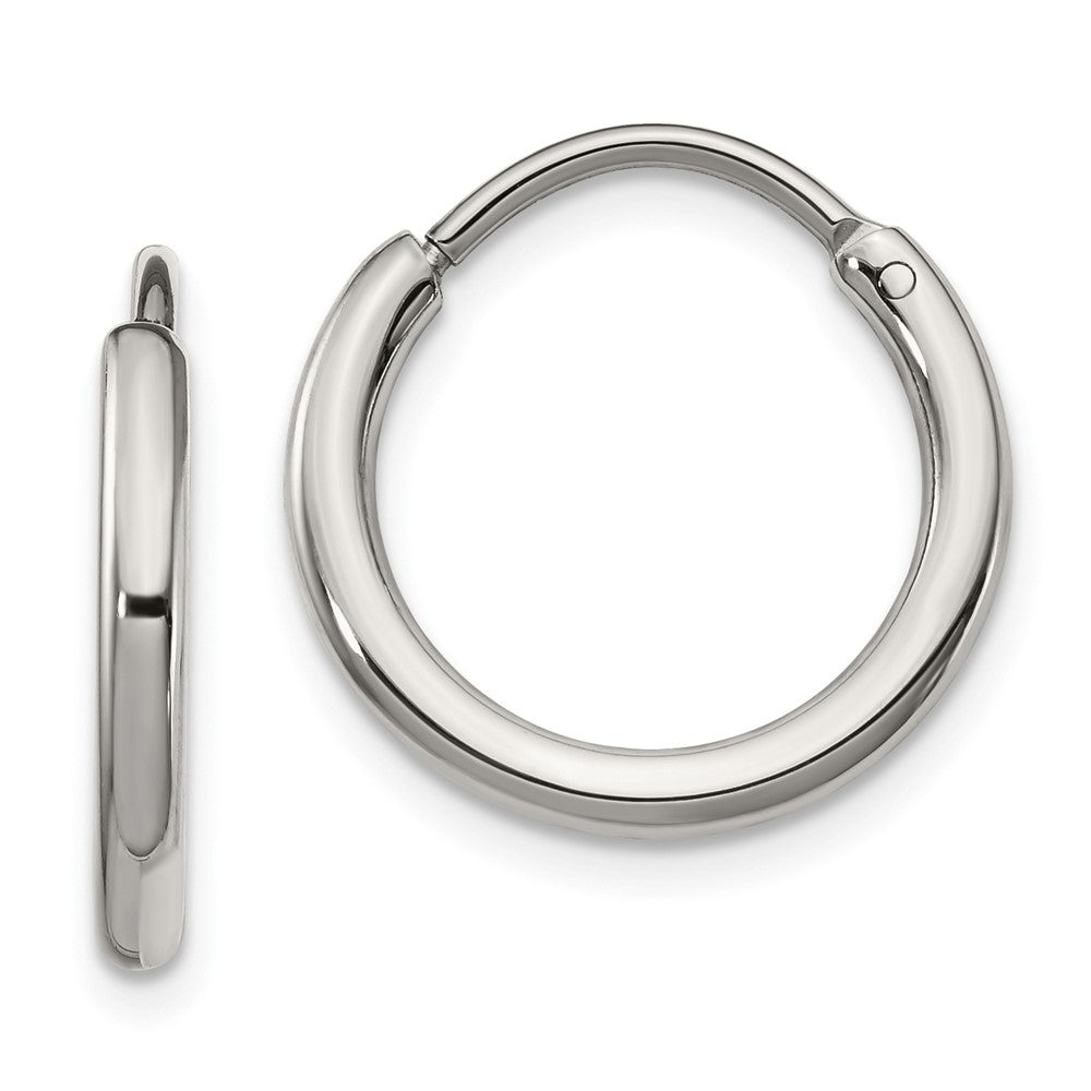 SRE1375 Chisel Stainless Steel Polished 2mm Endless Hoop Earrings