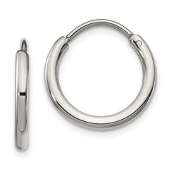 SRE1375 Chisel Stainless Steel Polished 2mm Endless Hoop Earrings