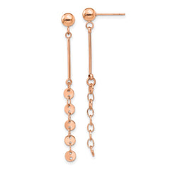 SRE1406 Chisel Stainless Steel Polished Rose IP-plated Post Dangle Earrings
