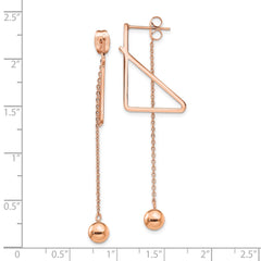 SRE1414 Chisel Stainless Steel Polished Rose IP-plated Front and Back Post Ball Dangle Earrings