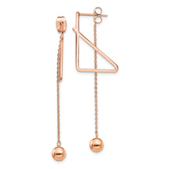 SRE1414 Chisel Stainless Steel Polished Rose IP-plated Front and Back Post Ball Dangle Earrings