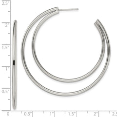 SRE1416 Chisel Stainless Steel Polished Post Hoop Earrings