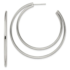 SRE1416 Chisel Stainless Steel Polished Post Hoop Earrings